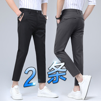 Nine points Small West pants mens summer New loose straight business gentleman work clothes mens suit pants