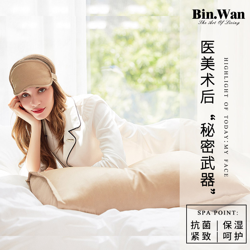 BinWan Beauty Silk Pillowcase One Pair Pack Summer Cool Ice Silk Double Single One Pack Simple Nordic Cool