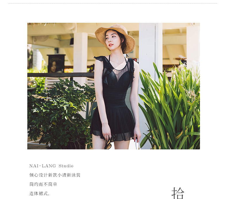 Váy bơi một mảnh màu đỏ nữ hàn quốc mùa xuân nóng bỏng bụng mỏng bảo thủ ren ngực nhỏ tụ tập gợi cảm kỳ nghỉ đen - Bộ đồ bơi One Piece bộ đồ bơi nữ liền thân	