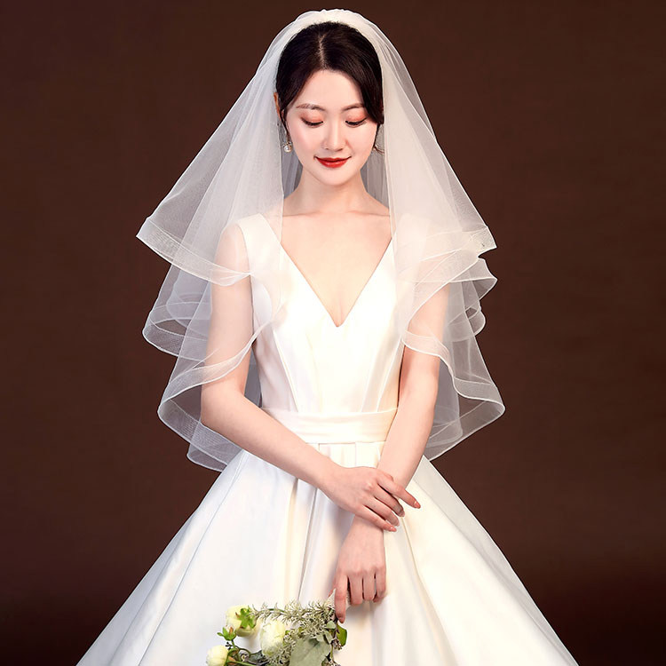 新款韩式新娘婚纱头纱,简约蓬蓬头纱如何打造梦幻婚礼?-头纱-淘宝好物网