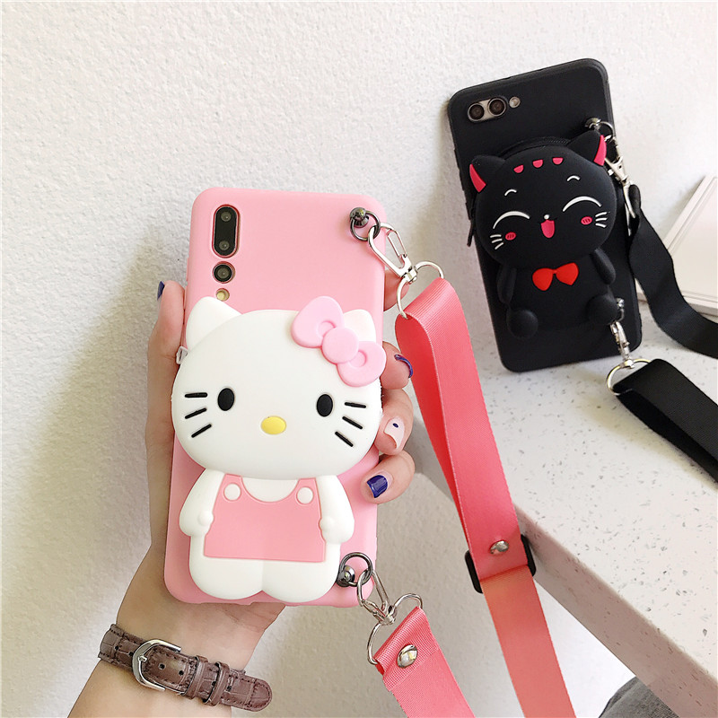 Huawei nova5pro mobile phone case novo2s soft silicone shell nove4 slash rope nova3i zero wallet one plus adolescent version note5i cartoon cute