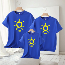 Blue sportswear parent-child wear pure cotton half-sleeved first second and third grade primary school student activity class uniform mother and child mother and daughter adult