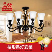 Hangzhou installation service Lighting installation Crystal glass all-copper chandelier suction chandelier head 9