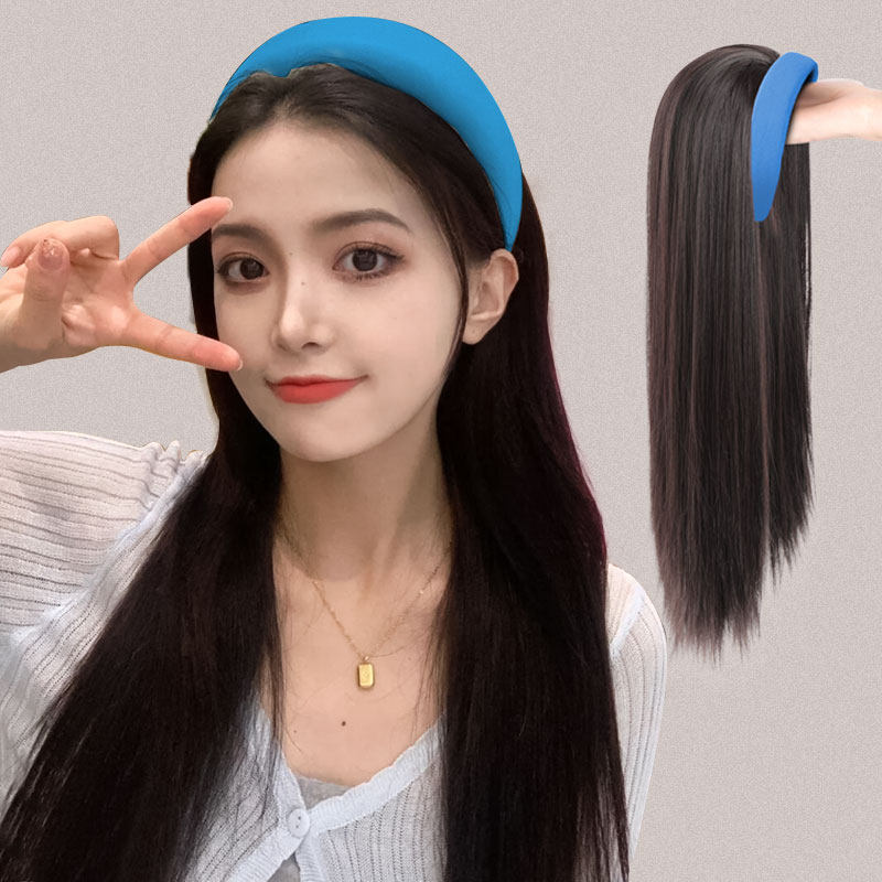 Wig headband female net red 2021 new sponge hair extension increase skull top hair row lazy one half head cover wig
