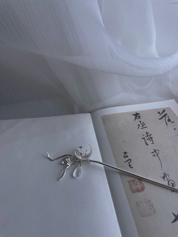 Original (Endless Moon) Bone Orchid Moon Orchid Hairpin Moon Hairpin Han Dynasty Accessories Ancient Style Accessories