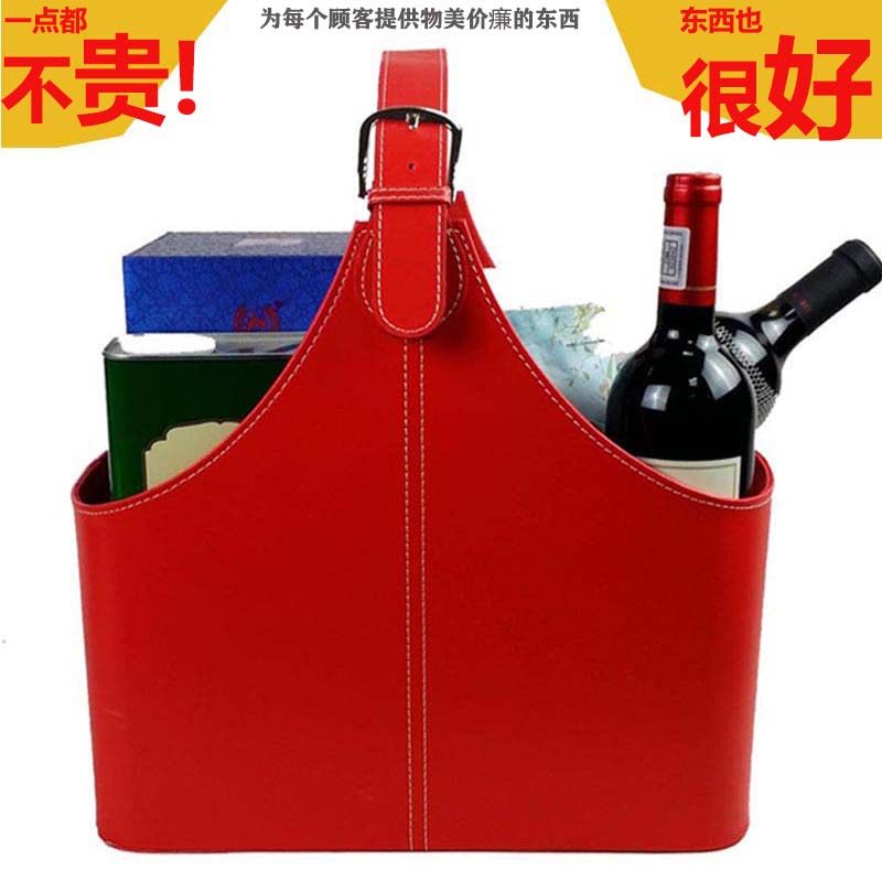 Hot pins Christmas Spring Festival Lunar New Year goods Gourmet Gift Basket Wedding Leather Basket Fruit Flowers Red Wine Mention Basket Private admission basket