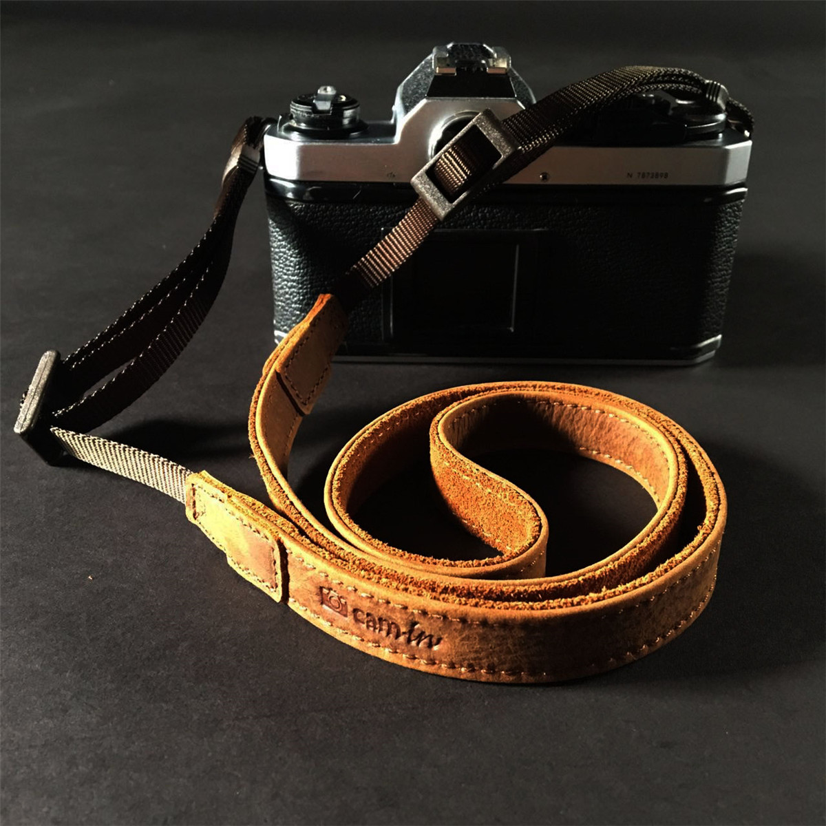 cam-in retro brown cowhide single-eye camera baby bag for Leica Sony Fuji Micro single-eye camera leather shoulder strap 3570