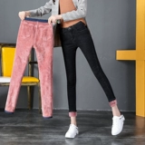 Демисезонные бархатные утепленные джинсы с начесом, карандаш, штаны, 2024 года, новая коллекция, высокая талия, по фигуре