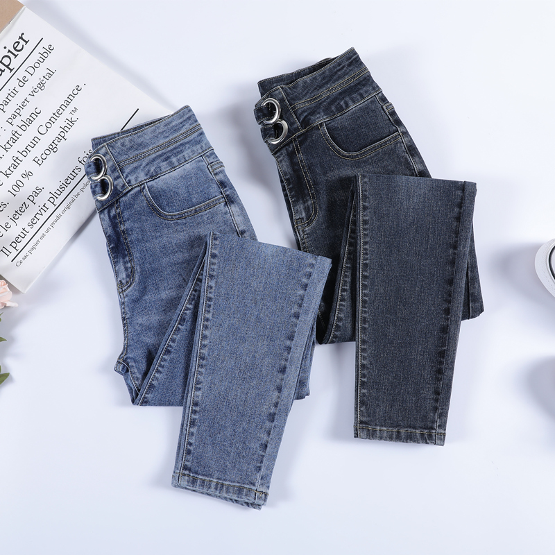 High-waisted jeans for women show thin autumn collection 2020 new design sense slim pencil pants tight women's small leg pants