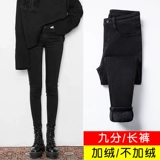 Черные флисовые джинсы с начесом, зимние удерживающие тепло штаны, высокая талия, в обтяжку