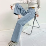 Бежевые весенние прямые свободные джинсы, летние приталенные тонкие штаны, 2025 года, высокая талия, оверсайз, размер