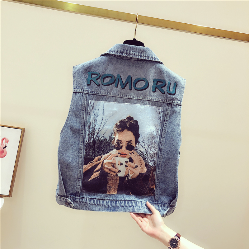 Denim waistcoat 2021 spring autumn season new Korean version sleeveless shorts jacket loose kanscapa waistcoat vest female summer