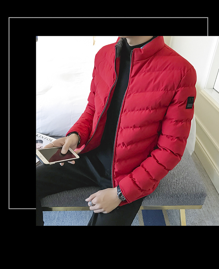 Yu Bin mùa đông nam đứng cổ áo cotton phiên bản Hàn Quốc của Slim đơn giản áo khoác cotton màu trẻ trung ngắn đoạn cotton áo khoác nam triều áo khoác bomber nam