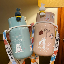 Cute portable small thermos cup female ins Harajuku style students simple stainless steel water cup creative personality trend