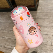 Mini thermos cup female portable small student water cup simple ins girl heart Cup female cute creative trend