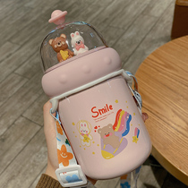 Cute small thermos cup girl heart ins simple student stainless steel cup portable cute Cup female exquisite