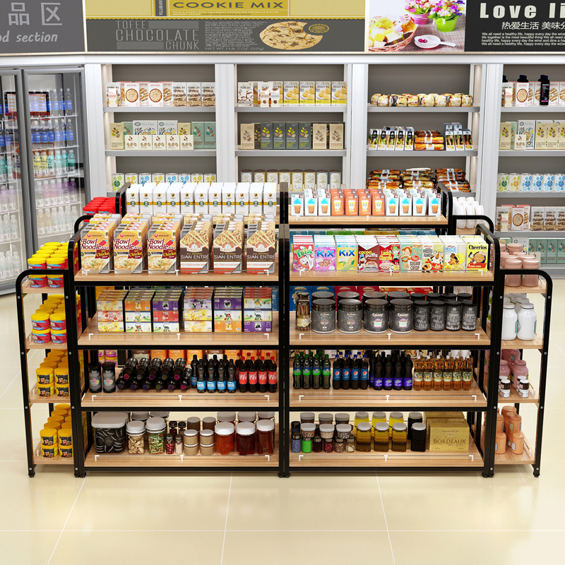 Supermarket zhong dao ju convenience store snacks display showcase maternal and infant zhong dao jia multifunction double-sided shelves