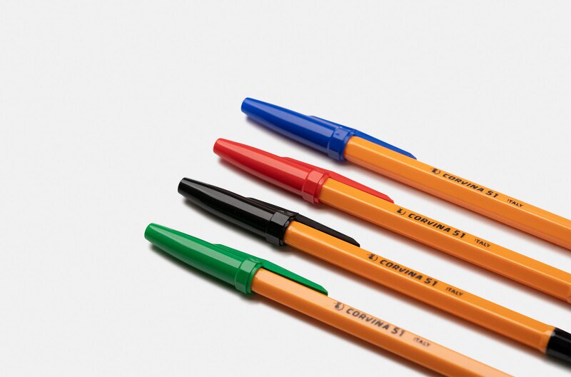 Italian system of Triangle Colvina 51 Classic Retro Yellow Pole Ballpoint Pen Refill Slip Students Multicolored Stationery