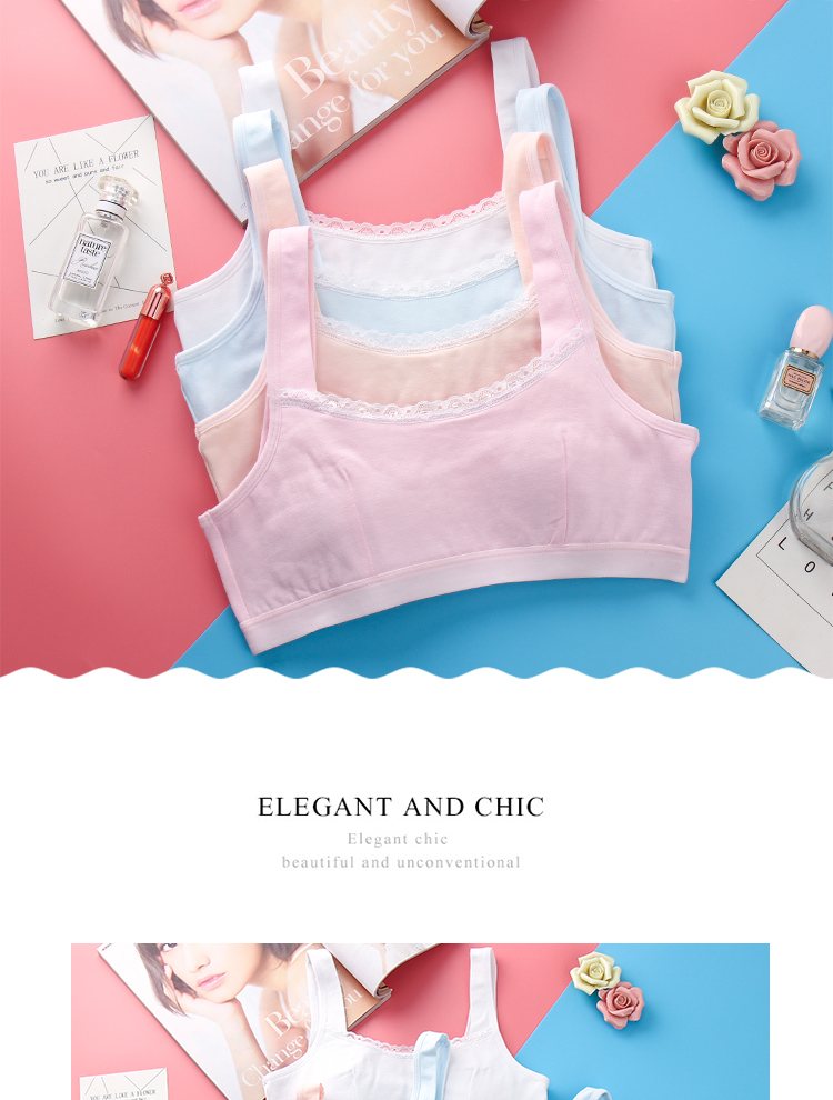 9-10 thời kỳ phát triển đồ lót bé gái 11-12 bé gái sinh viên áo ren bên 13-14 tuổi cotton ống hàng đầu áo lót ren nữ