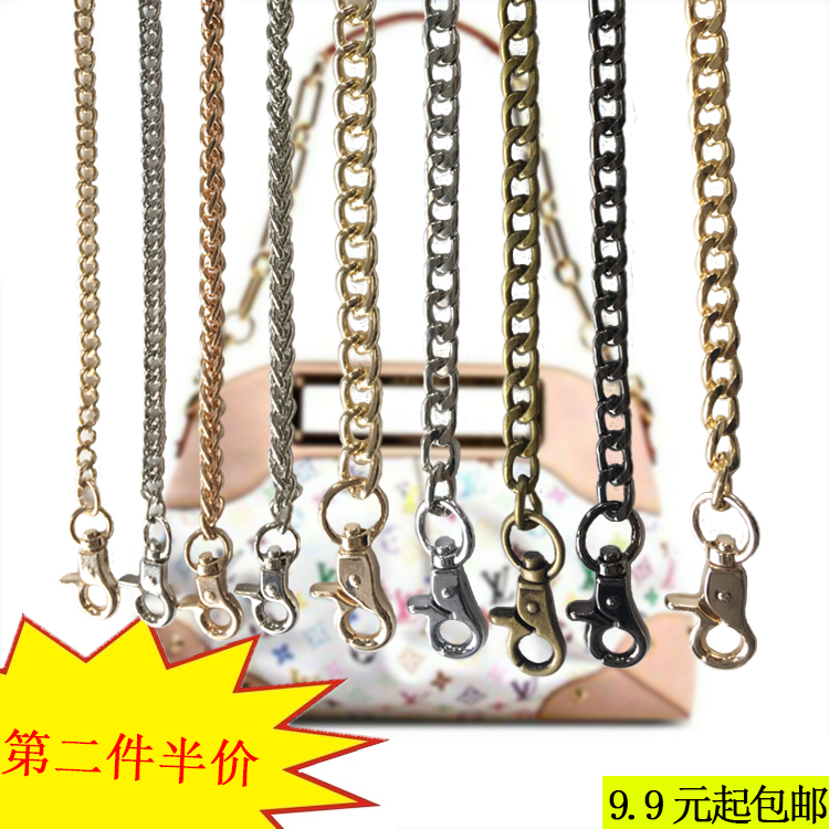 Abrasion-proof-coloured single shoulder chain bag chain with female section slanted satchel with metal iron chain shoulder strap aluminium chain