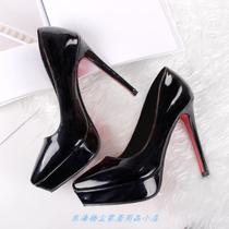 2020 Spring New European and American fashion patent leather sexy pointed high heels thin heel waterproof station net Red nightclub work shoes