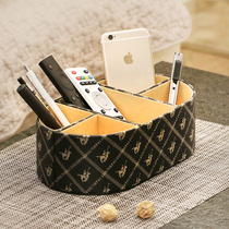 Janeouya creative PU leather five-grid dresser storage box Office desktop pen holder Stationery finishing box
