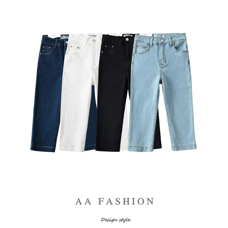Aa American Style Slim Fit Mid-High Waist Capri Stretch Denim Cropped Pants for Women Aa American Style Slim Fit Mid-High Waist Capri Stretch Denim Cropped Pants for Women