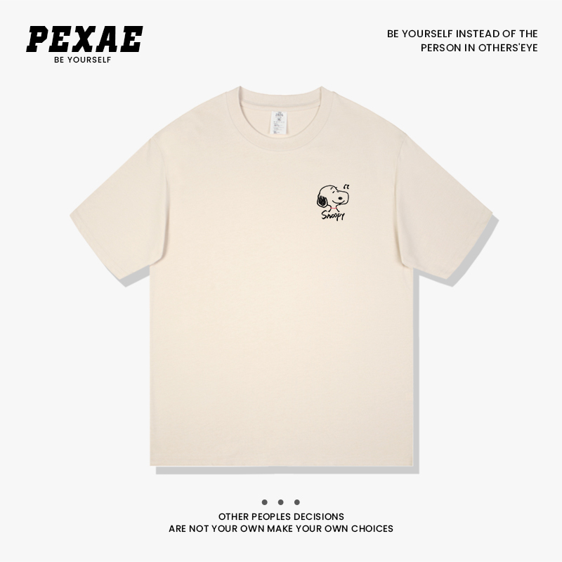280g Heavyweight Pure Cotton T-Shirt for Boys, Snoopy Cartoon Simple Style Short-Sleeved Youth American Loose Fit T-Shirt 280g Heavyweight Pure Cotton T-Shirt for Boys, Snoopy Cartoon Simple Style Short-Sleeved Youth American Loose Fit T-Shirt
