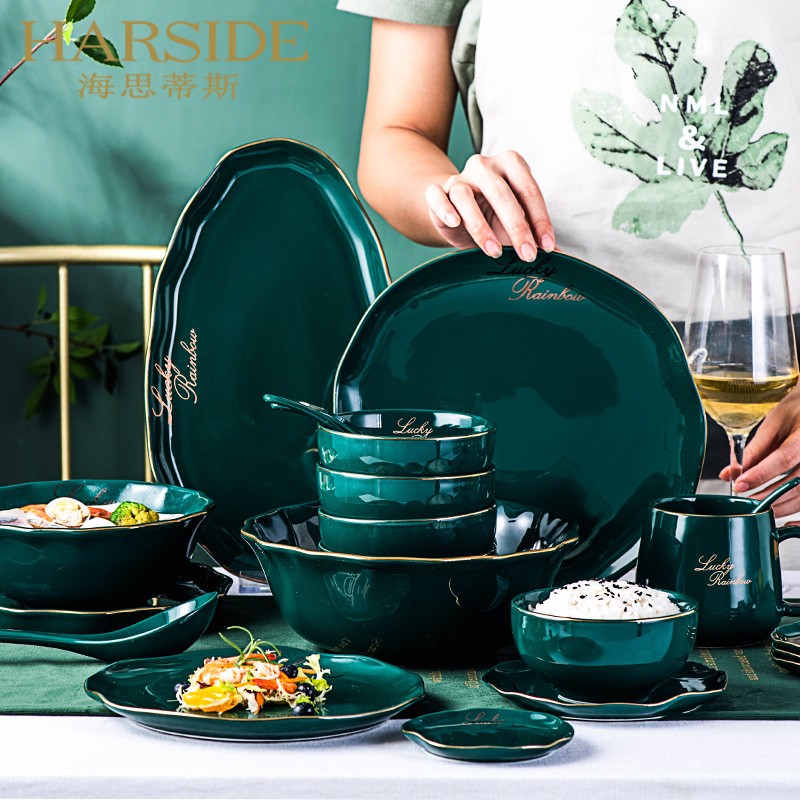 Hastis Japanese Ceramic Bowl Combination European Home Jingdezhen Plate Phnom Penh Plate Tableware Set
