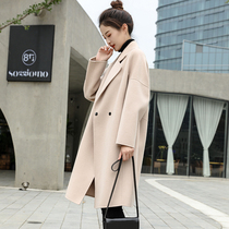 High-end double-sided cashmere coat womens long model autumn and winter 2021 New Korean loose cocoon wool coat