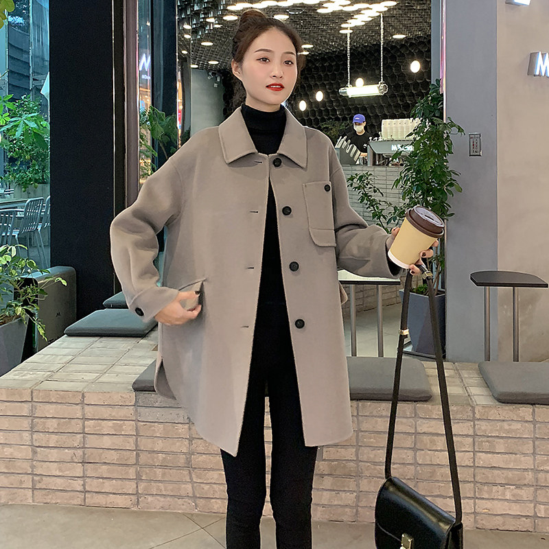 Double-sided cashmere suede subterge female medium long version 2021 autumn Winter new high-end Hepburn Thick Fur Coats