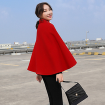 Shawl double-sided cashmere coat womens short 2021 Autumn New Korean version loose small man cloak wool jacket
