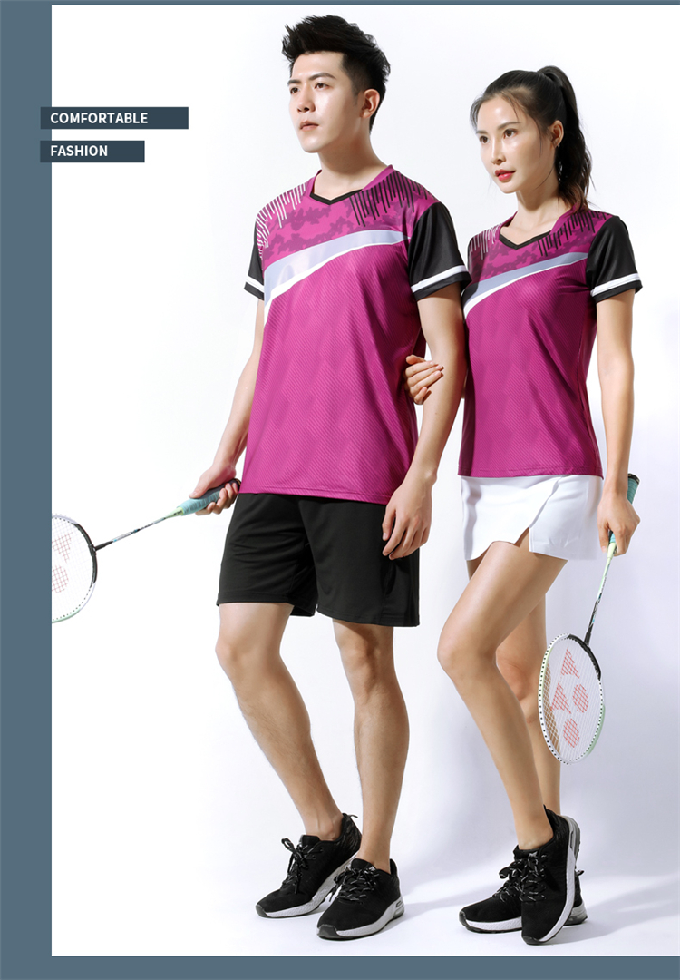 New badminton suit suit quick-drying sports top short-sleeved shorts couple men's table tennis women's tennis suit printing