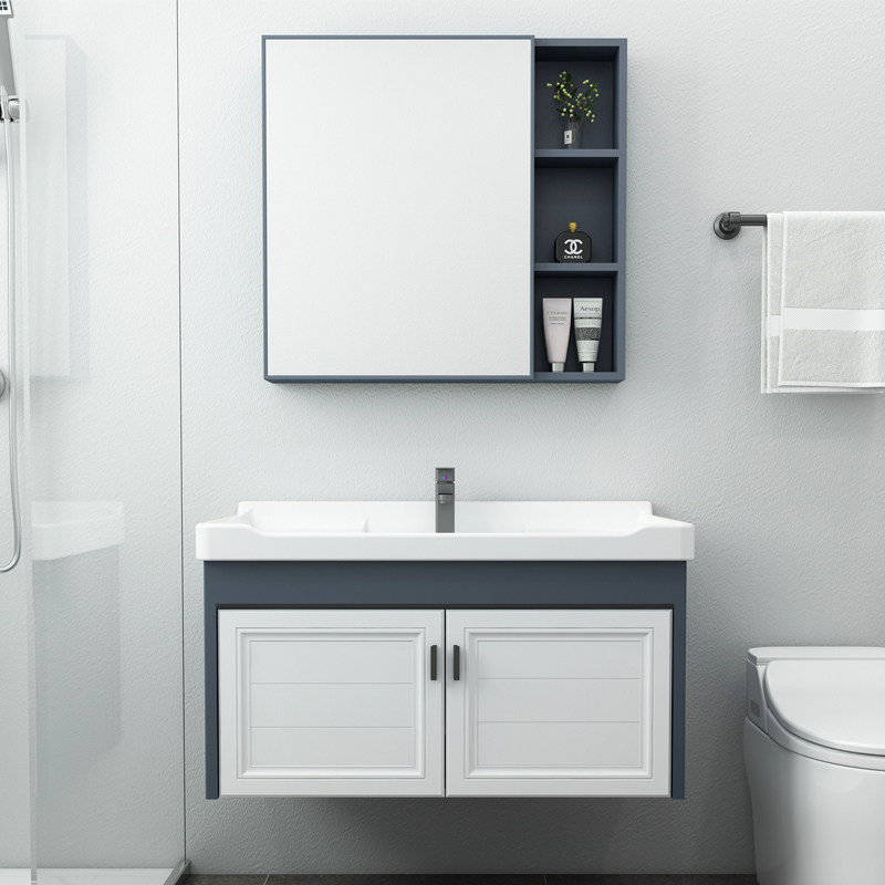 Bath cabinet light and luxurious modern minimalist toilet washing table basin Washbasin Terrace Basin Integrated Washbasin Cabinet Combo-Taobao