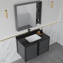 Bathroom cabinet light luxury mirror cabinet toilet sink rock board one body wash basin wash basin sink