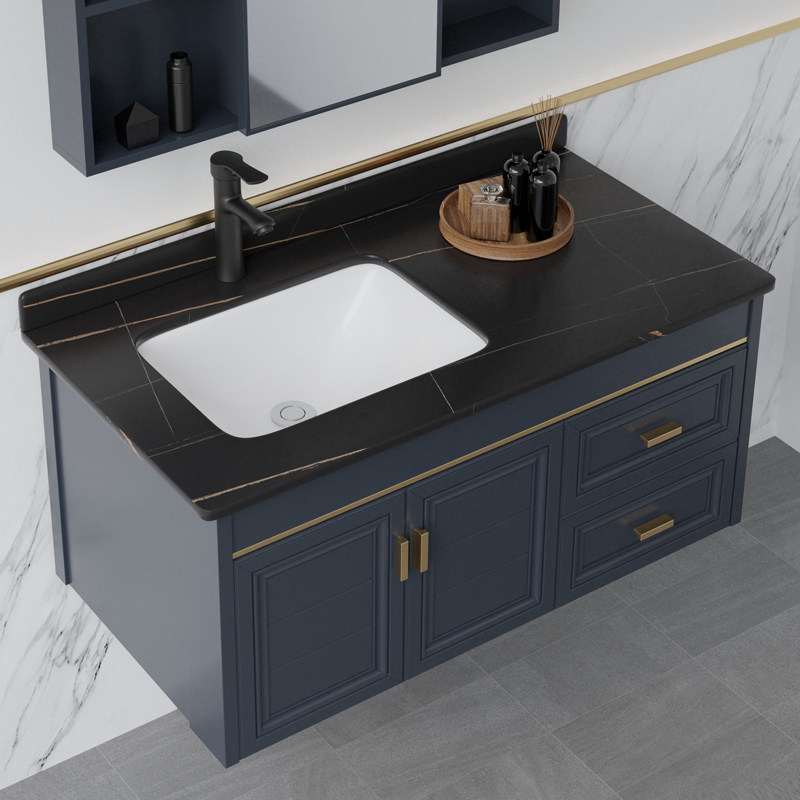 Space aluminum bathroom cabinet rock plate light luxury wind toilet toilet washroom wash basin cabinet combination