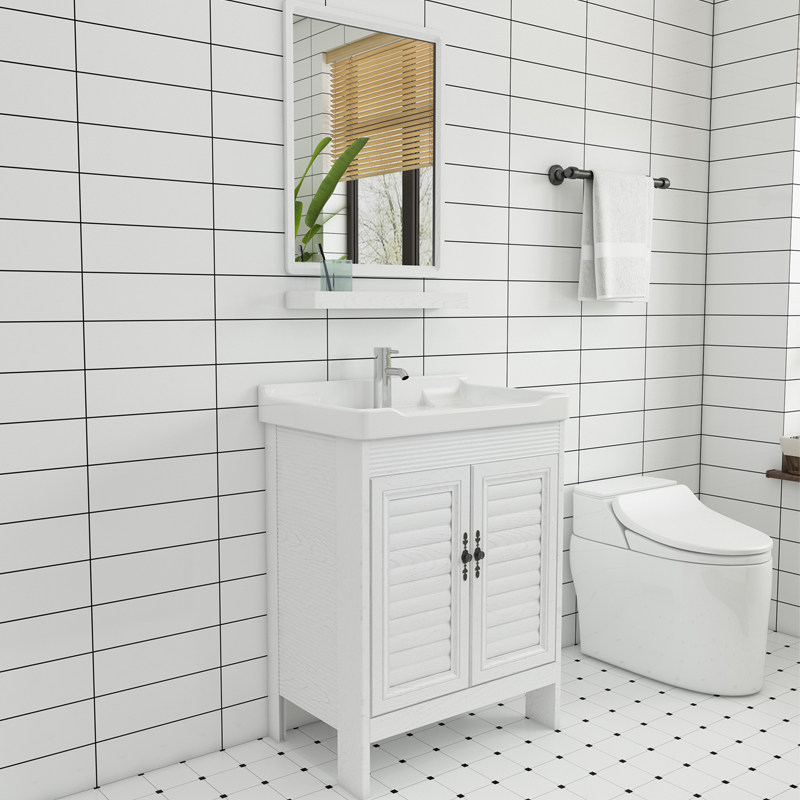 Modern floor-to-ceiling dressing room small apartment balcony integrated washbasin bathroom cabinet combination