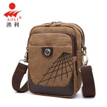 Aoli crossbody mobile phone bag men running bag wear belt vertical small bag 6 inch mobile phone bag multifunctional canvas hanging running bag