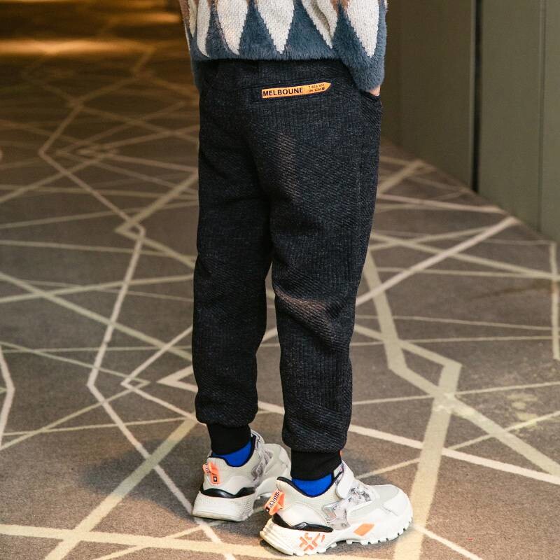 Boy Spring-autumn-style pants Chaoding outside wearing a large child 10 thick section 12-15-year-old Child 11 Black ten ten 13 Fashion 9