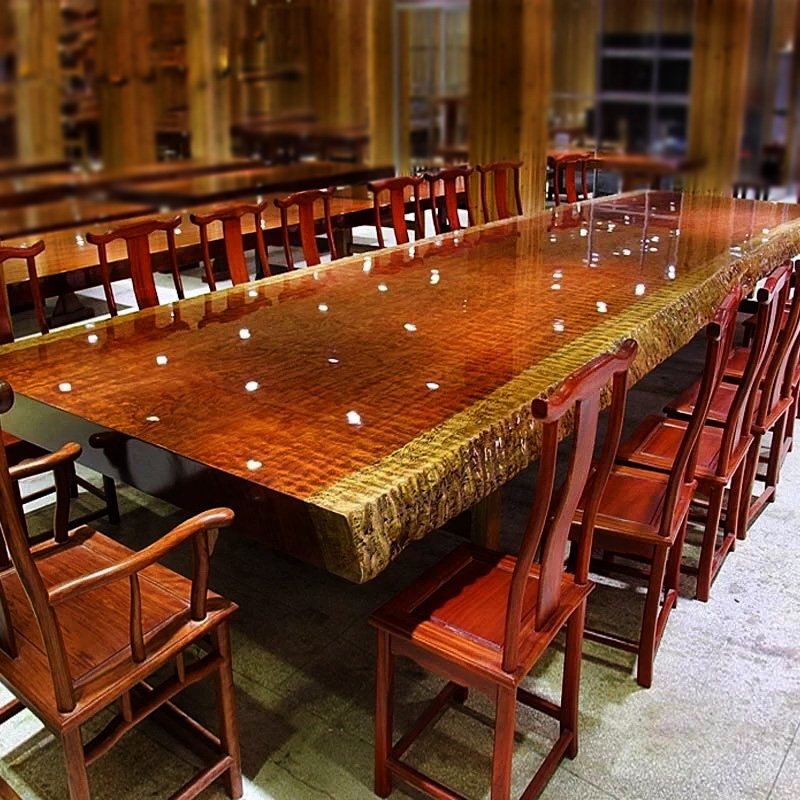 Okamba flower solid wood large board boss tea table 2 meters Log large board table and chair combination large class table conference table spot