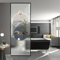 Carved art glass screen partition living room light-transmitting entrance door porch double-sided dry and wet area blocking tempered customization