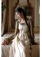 French temperament retro court style dress female 2022 autumn and winter waist belt princess platycodon fairy dress tide