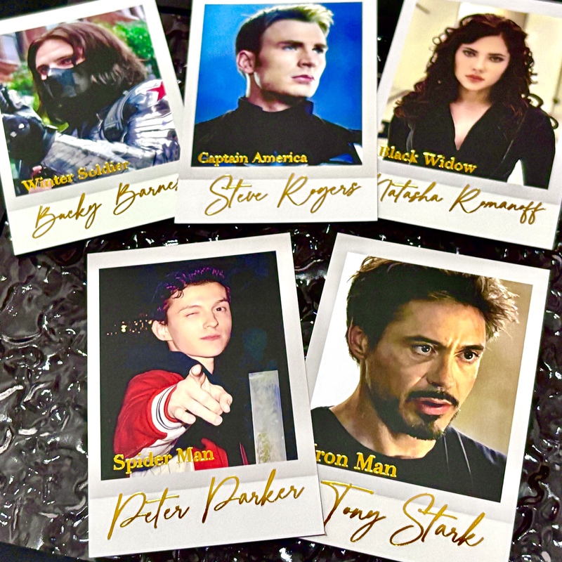 Iron Man Captain America Spider-Man Black Widow Winter Soldier Marvel European and American Celebrities Imitation Polaroid Gold Foil Card Iron Man Captain America Spider-Man Black Widow Winter Soldier Marvel European and American Celebrities Imitation Polaroid Gold Foil Card