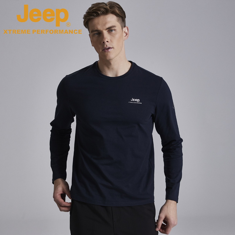 jeep flagship store official gip male outwear long sleeve T-shirt pure cotton autumn clothes loose large size black blouse