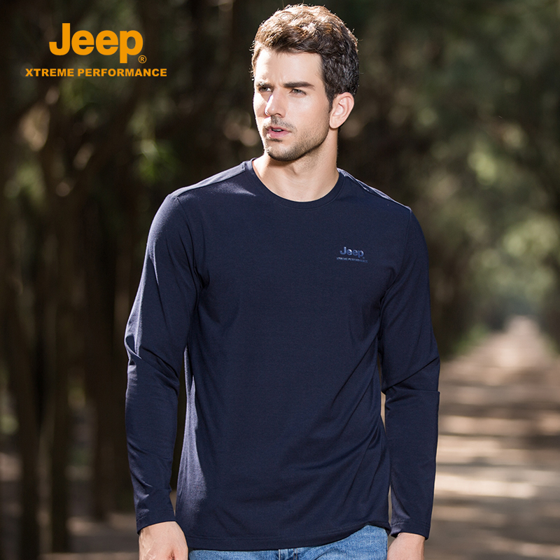 jeep gip male clothing autumn winter plus suede long sleeve T-shirt male round thick cotton T man plus hypertrophy size boomer card undershirt