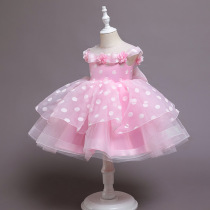 Baby 1st Birthday Party Flower Dress Skirt Girls Mesh Puffy Big Bow Polka Dot Wedding Princess Dress