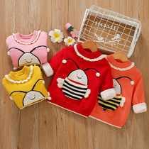 2022 Winter Girls Plush Thick Sweater 6 Childrens Warm 4 Sweater Girls Knitted 3 Bottom Shirts 5 Years Old