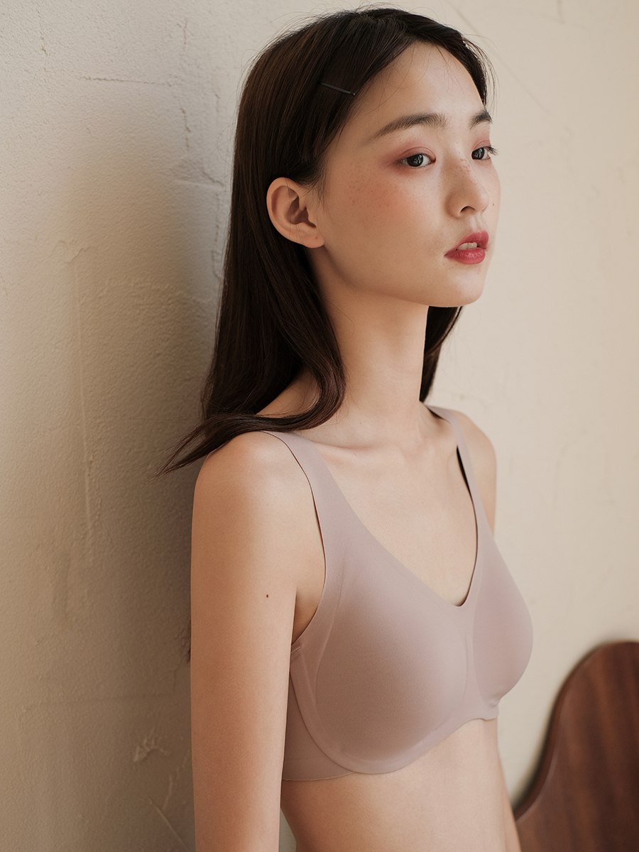 Xinbang help Bra simple solid color markless vest latex underwear women's underwire-free comfortable small chest gathered bra