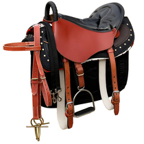 Reinforced pure cowhide soft seat saddle Tourist saddle Leather saddle set Harness set