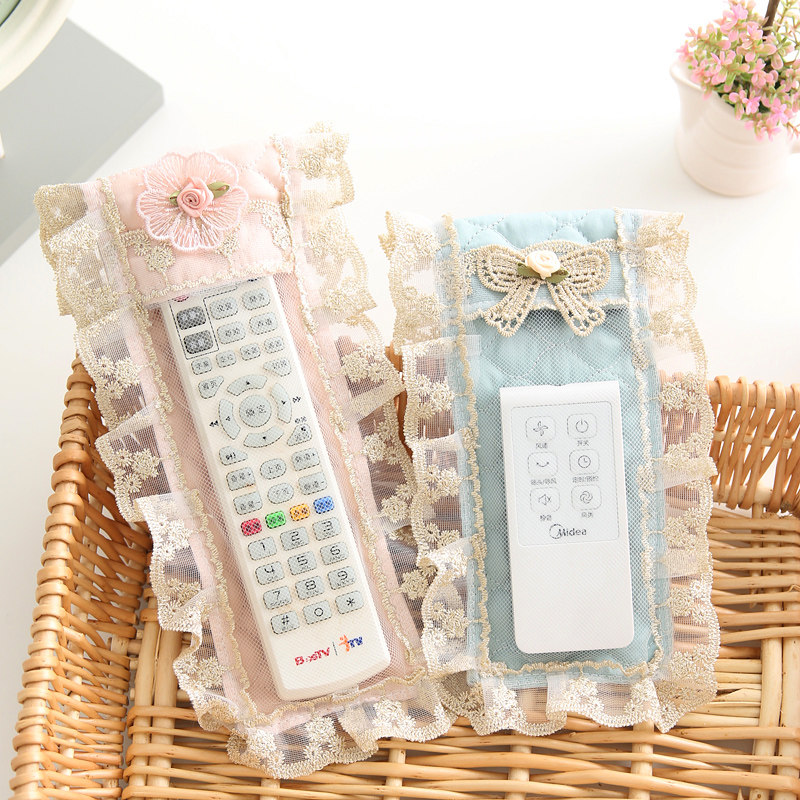 Air conditioning remote control TV remote control protective sleeve dust cover cloth art Euro style upscale home cute lace dust-proof bag